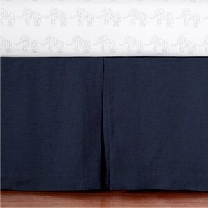 Pottery barn kids navy blue Belgian flax linen crib skirt